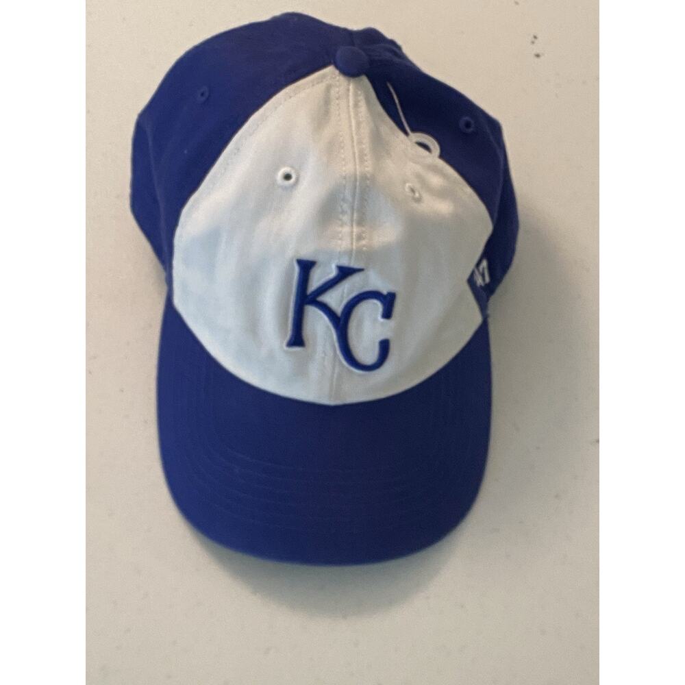 Kansas City KC Royals 47 Brand MVP Fitted Baseball Hat Cap Blue White Medium